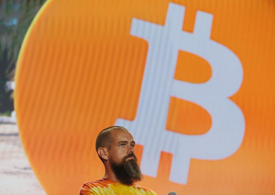 MIAMI, FLORIDA - JUNE 04: Jack Dorsey creator, co-founder, and Chairman of Twitter and co-founder & CEO of Square speaks on stage at the Bitcoin 2021 Convention, a crypto-currency conference held at the Mana Convention Center in Wynwood on June 04, 2021 in Miami, Florida. The crypto conference is expected to draw 50,000 people and runs from Friday, June 4 through June 6th. (Photo by Joe Raedle/Getty Images)