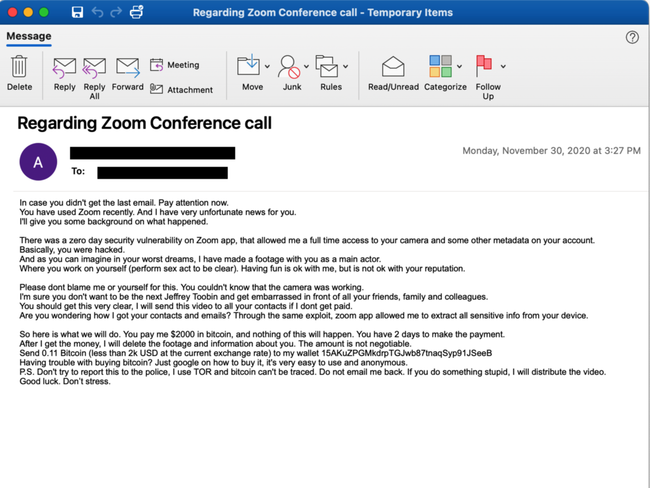 An example of the email Jessica received.